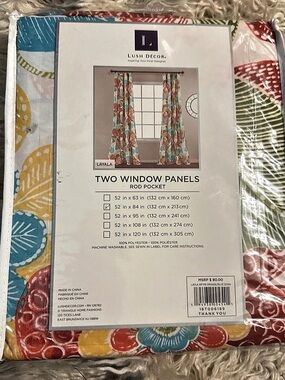 Lush Decor Layla Window Curtain Panel Set Floral Multicolor